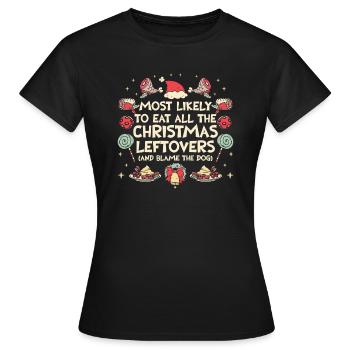 Noël Drôle Dire Noël Nourriture Humour - T-shirt Femme - noir - Devant - AI Model Female 172 dark (172cm)