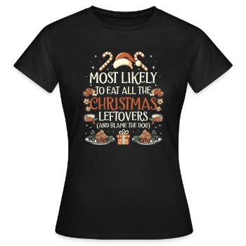 Noël Drôle Dire Noël Nourriture Humour - T-shirt Femme - noir - Devant - AI Model Female 172 dark (172cm)