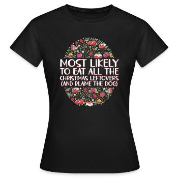 Noël Drôle Dire Noël Nourriture Humour - T-shirt Femme - noir - Devant - AI Model Female 172 dark (172cm)