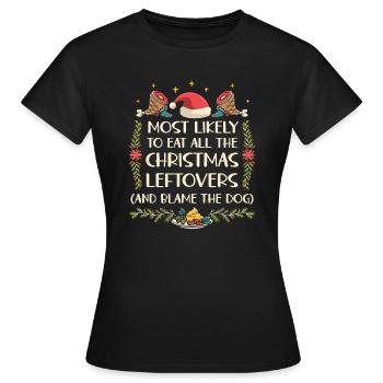 Noël Drôle Dire Noël Nourriture Humour - T-shirt Femme - noir - Devant - AI Model Female 172 dark (172cm)