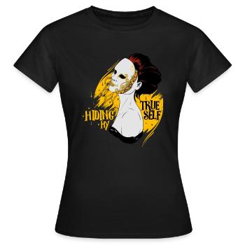 Verstecke das wahre ich - Maskiert - Frauen T-Shirt - Schwarz - Vorne - AI Model Female 172 dark (172cm)