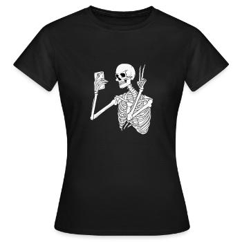 Squelette avec téléphone portable - T-shirt Femme - noir - Devant - AI Model Female 172 dark (172cm)