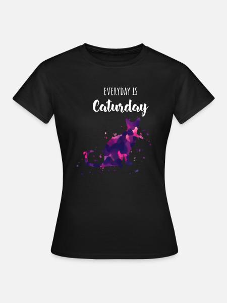 Bunter Katzenspruch - Frauen T-Shirt - Schwarz