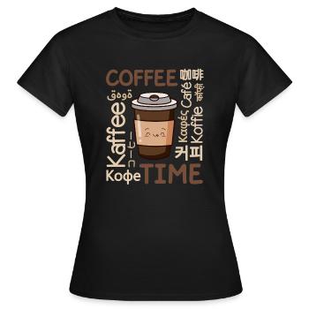 Heure du café - T-shirt Femme - noir - Devant - AI Model Female 172 dark (172cm)