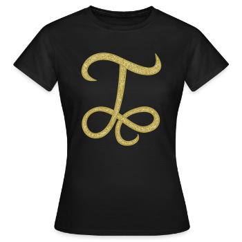 Alphabet T - or, lettre, alphabet, monogramme - T-shirt Femme - noir - Devant - AI Model Female 172 dark (172cm)