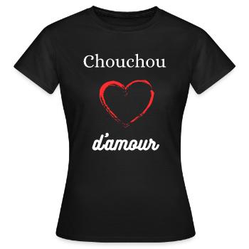 Chouchou d'amour - T-shirt Femme - noir - Devant - AI Model Female 172 dark (172cm)