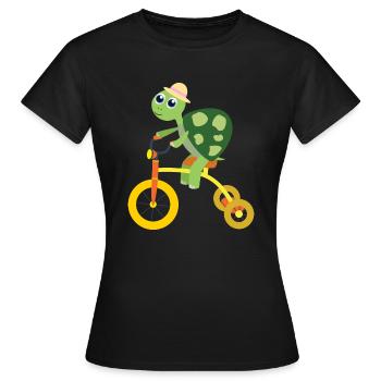 Tortue sur tricycle - T-shirt Femme - noir - Devant - AI Model Female 172 dark (172cm)