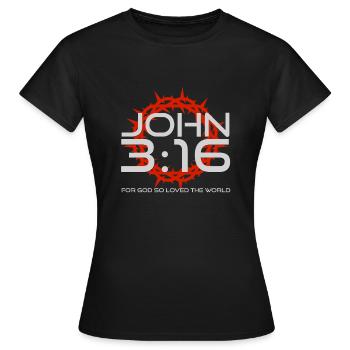 Johannes 3:16 - Christliche Kleidung - Frauen T-Shirt - Schwarz - Vorne - AI Model Female 172 dark (172cm)