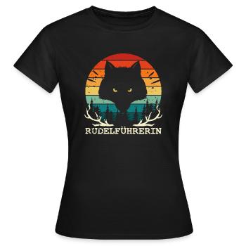Rudelführerin - JGA Mutter Wolf Team Muttertag - Frauen T-Shirt - Schwarz - Vorne - AI Model Female 172 dark (172cm)