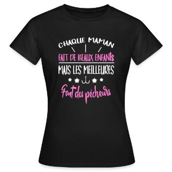 Chaque maman fait de beaux enfants t-shirt - T-shirt Femme - noir - Devant - AI Model Female 172 dark (172cm)