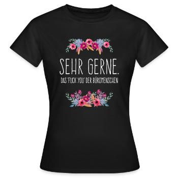 Sehr gerne das Fuck you der Büromenschen - white - Frauen T-Shirt - Schwarz - Vorne - AI Model Female 172 dark (172cm)