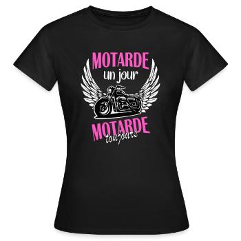 Motarde un jour motarde toujours t-shirt femme - T-shirt Femme - noir - Devant - AI Model Female 172 dark (172cm)