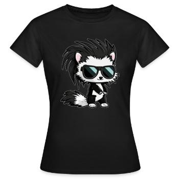 Comic Stinktier in cool mit retro Sonnenbrille - Frauen T-Shirt - Schwarz - Vorne - AI Model Female 172 dark (172cm)