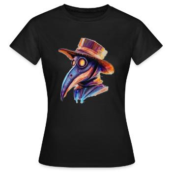Masque Médiéval de Médecin Stylisé - T-shirt Femme - noir - Devant - AI Model Female 172 dark (172cm)