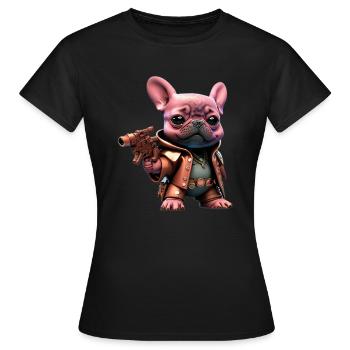 Frenchie Superhero - Frauen T-Shirt - Schwarz - Vorne - AI Model Female 172 dark (172cm)
