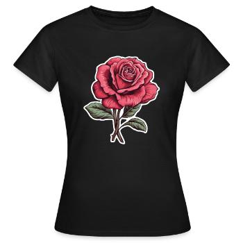 Rose rose - T-shirt Femme - noir - Devant - AI Model Female 172 dark (172cm)