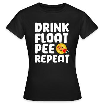 Drink Float Pee Repeat River Floating Tube - Frauen T-Shirt - Schwarz - Vorne - AI Model Female 172 dark (172cm)