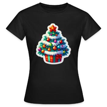 Festlicher Tannenbaum - Frauen T-Shirt - Schwarz - Vorne - AI Model Female 172 dark (172cm)