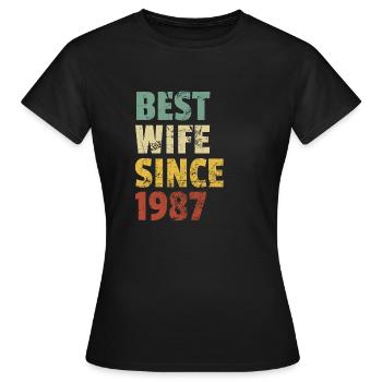 Best Wife Since 1987 Funny Anniversary Birthday - Women's T-Shirt - black - Front - AI Model Female 172 dark (172cm)