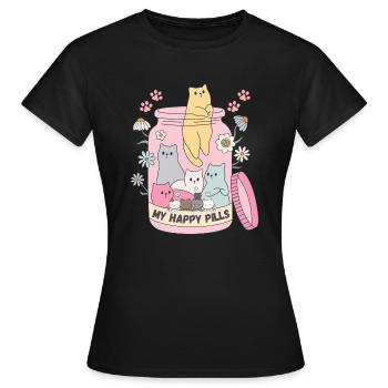 Mes pilules du bonheur - T-shirt Femme - noir - Devant - AI Model Female 172 dark (172cm)