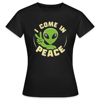I Come In Peace - Frauen T-Shirt - Schwarz - Vorne - AI Model Female 172 dark (172cm)