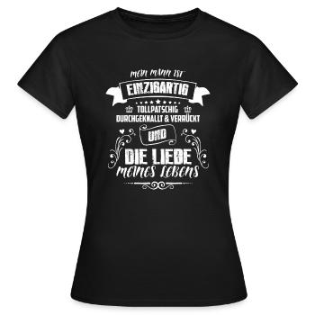 Liebe meines Lebens! Partner! Mann! Ehe! - Frauen T-Shirt - Schwarz - Vorne - AI Model Female 172 dark (172cm)
