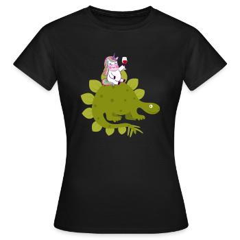 Einhorn Dino T-Rex Wein drôle de cadeau d'anniversaire - T-shirt Femme - noir - Devant - AI Model Female 172 dark (172cm)