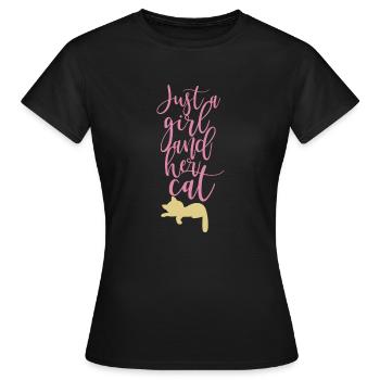 Chemise fraîche de chats | FILLE ET SON CHAT - T-shirt Femme - noir - Devant - AI Model Female 172 dark (172cm)