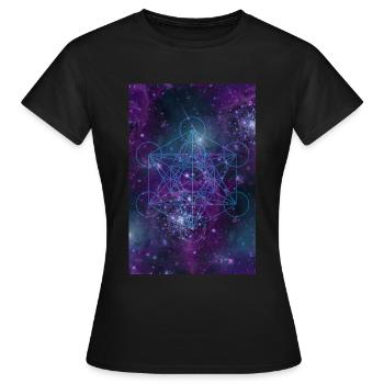 Heilige Geometrie Metatron Cube Universum - Frauen T-Shirt - Schwarz - Vorne - AI Model Female 172 dark (172cm)