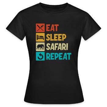 Eat Sleep Safari Repeat - Frauen T-Shirt - Schwarz - Vorne - AI Model Female 172 dark (172cm)