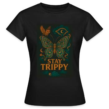 Papillon - Restez Trippy - T-shirt Femme - noir - Devant - AI Model Female 172 dark (172cm)