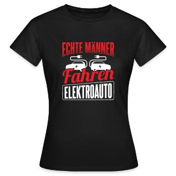 Auto E-Auto Elektroauto - Frauen T-Shirt - Schwarz - Vorne - AI Model Female 172 dark (172cm)