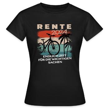 Rente 2024 - Endlich Zeit zum Fahrradfahren - Frauen T-Shirt - Schwarz - Vorne - AI Model Female 172 dark (172cm)