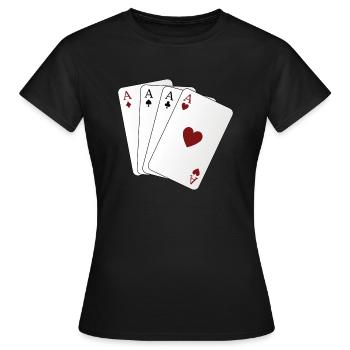 Spielkarten Ass - Frauen T-Shirt - Schwarz - Vorne - AI Model Female 172 dark (172cm)