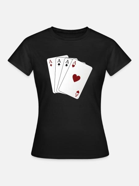 Spielkarten Ass - Frauen T-Shirt - Schwarz