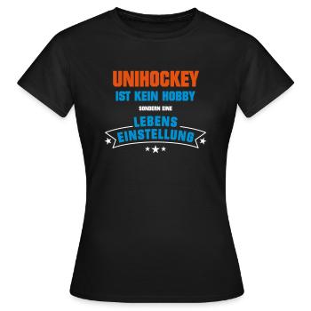 Unihockey Sportart - Frauen T-Shirt - Schwarz - Vorne - AI Model Female 172 dark (172cm)