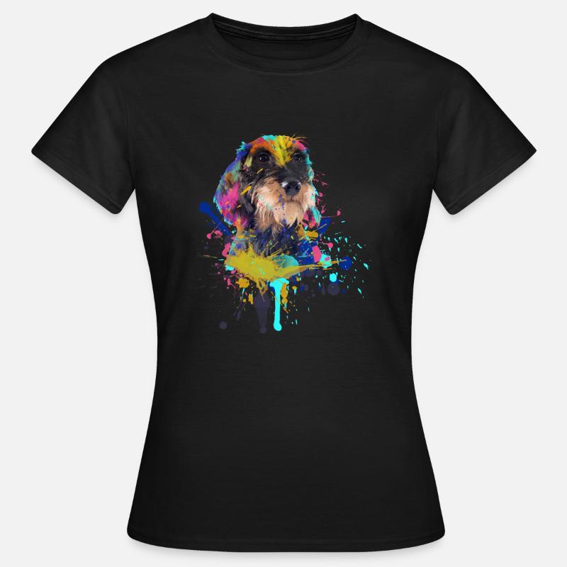 Illustration de teckel teckel teckel à poil dur - T-shirt Femme - noir