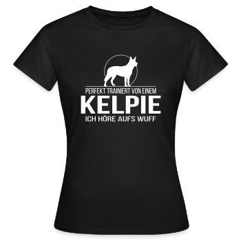 KELPIE ich höre aufs wuff - Frauen T-Shirt - Schwarz - Vorne - AI Model Female 172 dark (172cm)