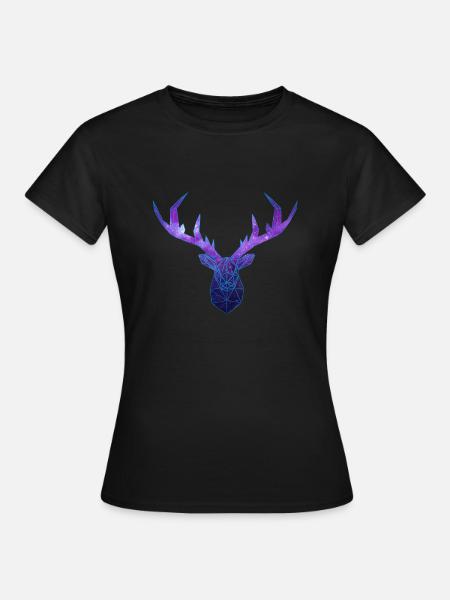 Cerf Low Poly Cosmos - Frauen T-Shirt - Schwarz