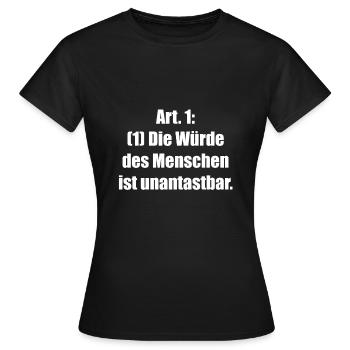 Artikel 1 Grundgesetz - Menschenwürde - Frauen T-Shirt - Schwarz - Vorne - AI Model Female 172 dark (172cm)