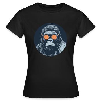 Gorilla mit Sonnenbrille, Affe, Primat - Frauen T-Shirt - Schwarz - Vorne - AI Model Female 172 dark (172cm)