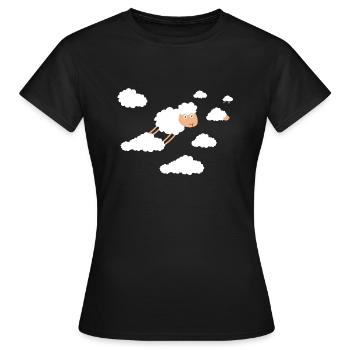 mignonne nuages mouton mouton agneau agneau agneau - T-shirt Femme - noir - Devant - AI Model Female 172 dark (172cm)