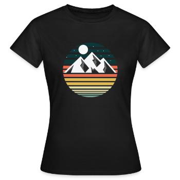 Berge buntes Farbmotiv Gebirge Naturmotiv Outdoor - Frauen T-Shirt - Schwarz - Vorne - AI Model Female 172 dark (172cm)