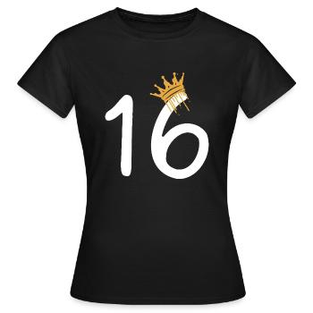 16 - Frauen T-Shirt - Schwarz - Vorne - AI Model Female 172 dark (172cm)