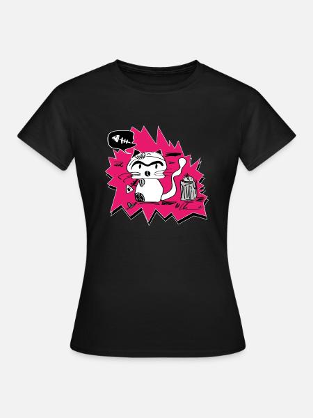 little bad cat - T-shirt Femme - noir