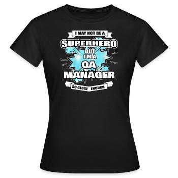 QA Manager Gift Superhero QA Manager - T-shirt Femme - noir - Devant - AI Model Female 172 dark (172cm)