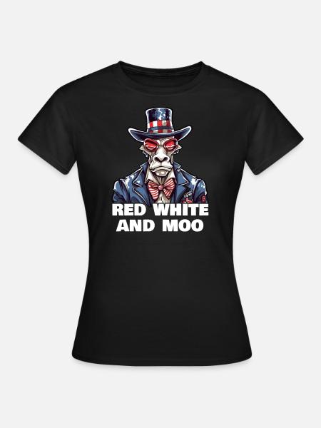 Rot Weiß Und Muh - Frauen T-Shirt - Schwarz