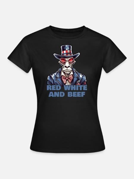 Rot Weiß Und Muh - Frauen T-Shirt - Schwarz