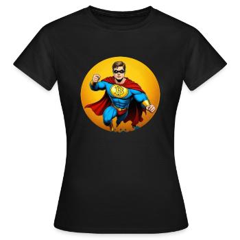 bitcoin superhero flying - Frauen T-Shirt - Schwarz - Vorne - AI Model Female 172 dark (172cm)