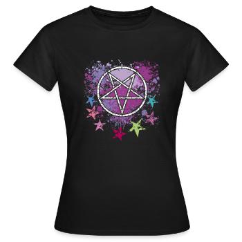 Pentagramme avec étoiles - T-shirt Femme - noir - Devant - AI Model Female 172 dark (172cm)